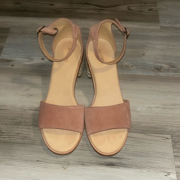 EUC Soludos Capri Raffia Suede Mid Block Heels - Picture 4 of 10